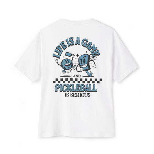 Pickleball is Serious (Blue) Oversized Boxy Pickleball Unisex T-Shirt
