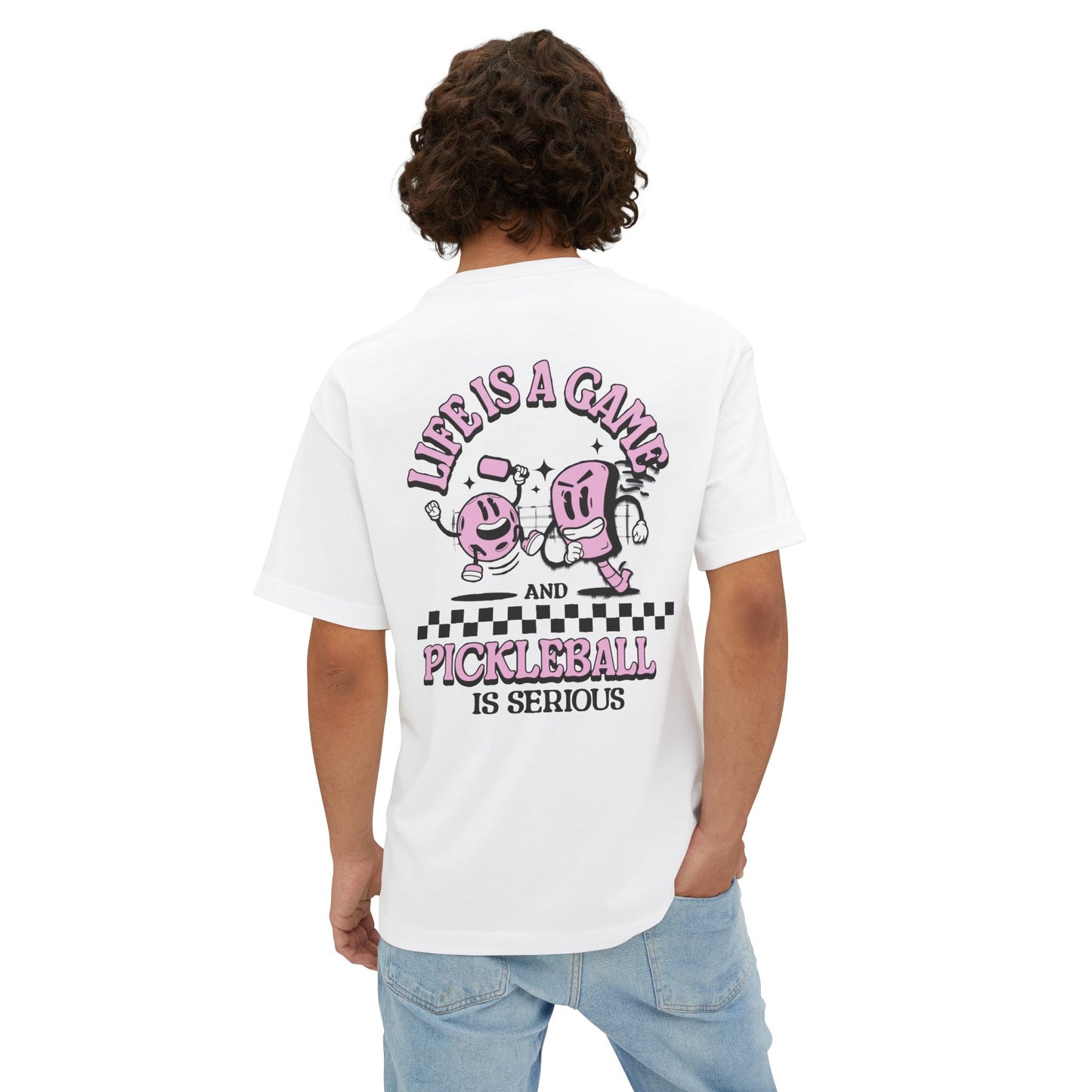 Pickleball is Serious (Pink) Oversized Boxy Pickleball Unisex T-Shirt